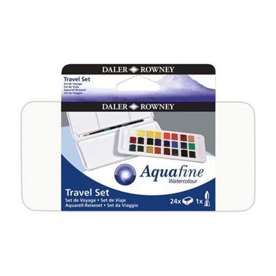 Estuche 24 Pastillas de acuarela acuafine travel pincel daler rowney aquafine set medio godets