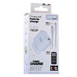 Cargador de pared T'nB USB-C Power Delivery 30W Azul + Cable USB-C de 1,5m