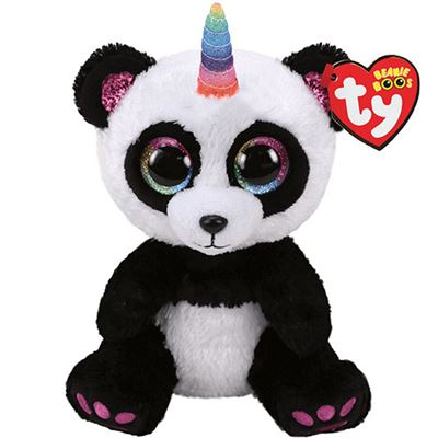 Peluche beanie boss paris panda con cuerno 15cm