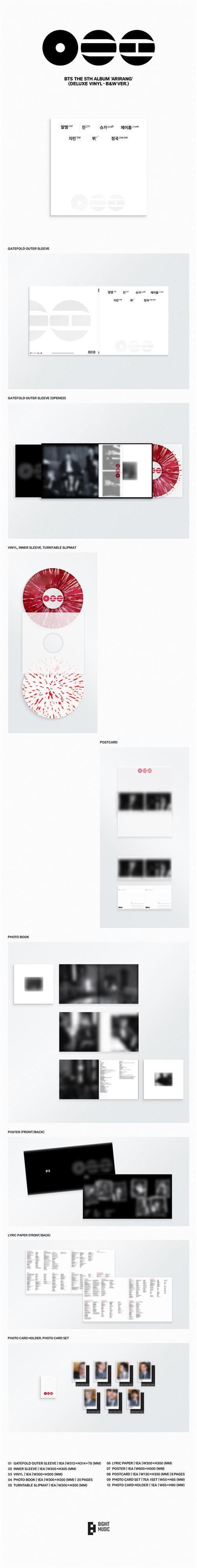 BTS The 5th Album 'ARIRANG' (Deluxe - B&W Ver.) - Vinilo Color