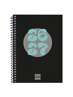 Agenda Escolar Finocam Cool Sep 2026 - Jun 2027 8º - 120x164 Mm Semana Vista Horizontal Negro Catalán