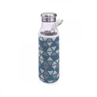 Botella vidrio Iris 550 ml con funda Azul