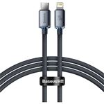 Cable de carga Baseus Crystal Shine Lightning a USB-C 20W 1,2m Negro