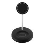Base de carga inalámbrica Muvit 2 en 1 con soporte Magsafe Negro