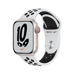 Apple Watch S7 Nike 41 mm LTE Caja de aluminio blanco estrella y correa Nike Sport Plata/Negro