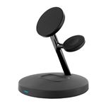 Base de carga inalámbrica Muvit 3 en 1 con soporte Magsafe Negro