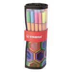 Estuche De Tela Stabilo Point 88 Enrollable Rollerset Arty 25 Colores Punta Fina