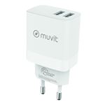 Cargador de pared Muvit con 2 USB 3.4A 18W Blanco