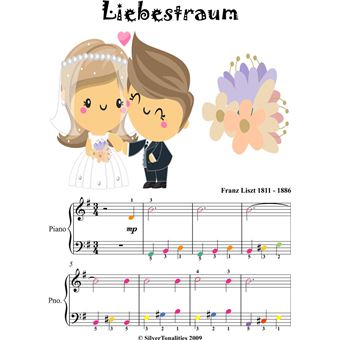 Liebestraum Elementary Piano Sheet Music with Colored Notes - 1