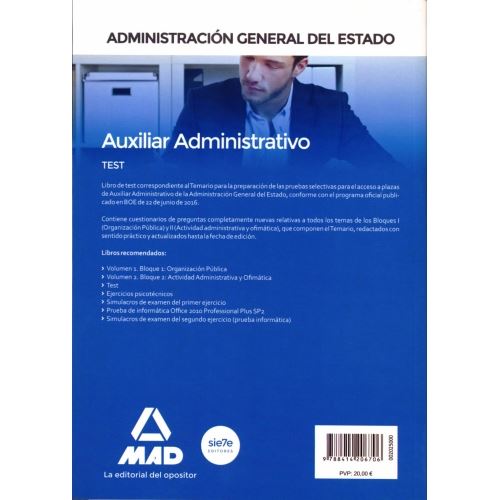 TEST Auxiliar Administrativo 【PDF】 Ofimática y Leyes