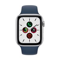 Apple Watch SE 44 mm GPS, Caja de aluminio en plata y correa deportiva Azul abismo