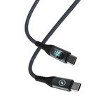 Cable de carga Muvit for change Tipo C a Tipo C 100W con pantalla LCD 120cm Gris