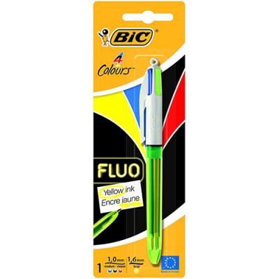 Bic 4 Colores tinta negra azul rojo y amarillo fluorescente de 1 unidad con marcador tipo roller punta media grosor 1mm varios