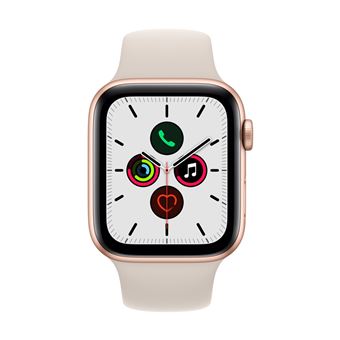 Apple Watch SE 44 mm GPS, Caja de aluminio en oro y correa deportiva Blanco
