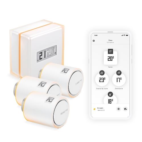 Pack termostato inteligente NETATMO + 3 válvulas termostáticas