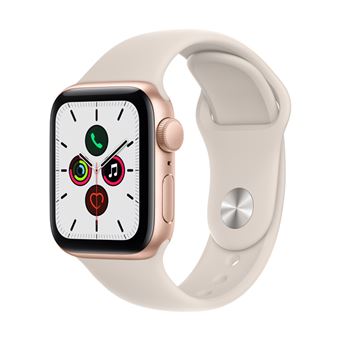 Apple Watch SE 40 mm GPS, Caja de aluminio en oro y correa deportiva Blanco