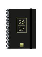 Agenda Escolar Finocam Secundaria Sep 2026 - Jun 2027 8º - 120x164 Mm Semana Vista Horizontal Negro Catalán