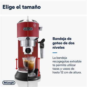 Cafetera Espresso manual De'Longhi Dedica EC685.R, Thermoblock, Express,  Función 2 tazas, 1350 W, 15 bar, Rojo - Comprar en Fnac