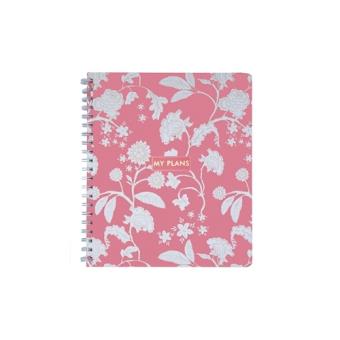 Romantic florals Libreta grande rayada rosa