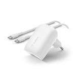 Cargador de pared Belkin Boost Charge USB-C PD 30 W + Cable USB-C Blanco