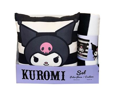Set manta polar 100x140cm + cojín 35x35cm hello kitty kuromi