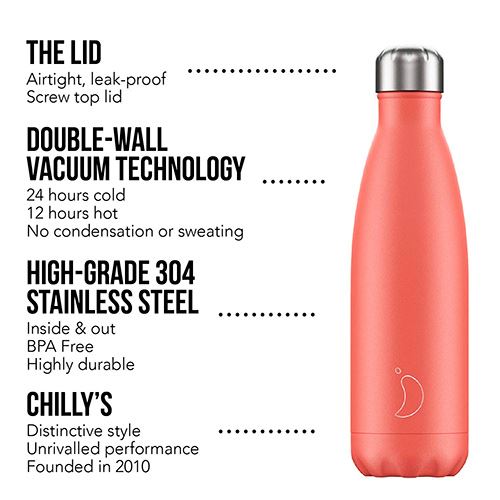 botella chilly 500ml coral