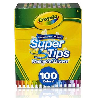 Caja 100 Rotuladores Super Tips Lavables Crayola –