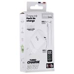 Cargador de pared T'nB USB-C Power Delivery 30W Blanco + Cable USB-C de 1,5m