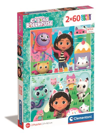 Clementoni puzzle 2x60 gabby's dollhouse