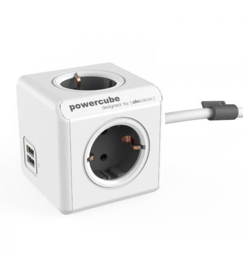Allocacoc Enchufe Modular 4 Tomas De Corriente, 2 Puertos Usb, Cable 1,5M, Gris , Leroy Merlin - Imagen 3