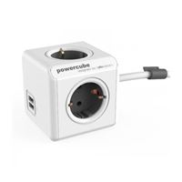 Regleta PowerCube Extended 4 tomas + 2 USB Gris 1.5 m