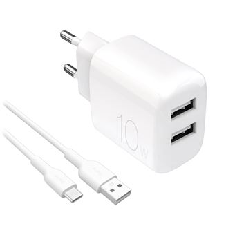 Kit Cargador de pared Puro Pro Lite 10W + Cable USB-A a USB-C 1m Blanco