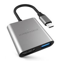 Adaptador Hub HyperDrive USB-C 3 en 1 para MacBook, Ultrabook, Chromebook y USB-C