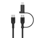 Cable de carga 2 en 1 Belkin BoostCharge Pro USB-C y Lightning 60W Negro