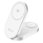 Base de carga inalámbrica 3 en 1 plegable Muvit for change Qi2 25W + 2,5W Watch + 5W Earbuds Blanco