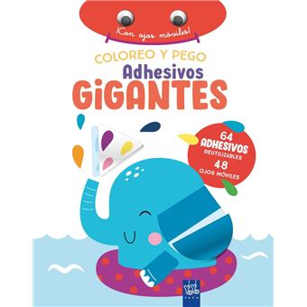 Coloreo y pego adhesivos gigantes. Elefante