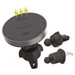 Soporte de coche Muvit for change con cargador inalámbrico Qi2 25W para salida aire Sujeción rejilla 2 ganchos + Pinza Negro