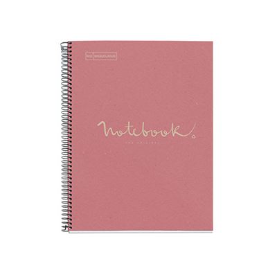 Libreta Eco Miquelrius a4 rosa cuaderno notebook emotions 100 reciclado 1 franja de color 80 hojas cuadriculadas 5 4