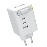 Cargador de pared de Muvit for change con cable retráctil USB-C Power Delivery 100W 2 USB-C y 1 USB Blanco