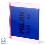 Cuaderno A4 Con Espiral Y Tapa Dura, Papel Cuadriculado, 80 Hojas De 95gr/m, Colección Milan Nata 624 Since 1918, Azul
