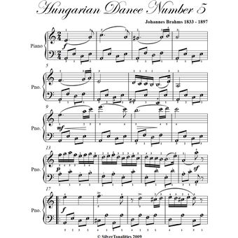 Hungarian Dance Number 5 Easy Piano Sheet Music - 1