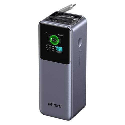 Powerbank Ugreen Pb726 Usb-c 20000mah Con Cable Retráctil