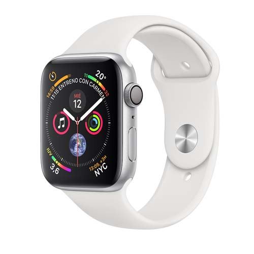 Apple Watch Series 4 gps 40mm aluminio plata con correa deportiva blanca reloj 30.1 gr caja s4