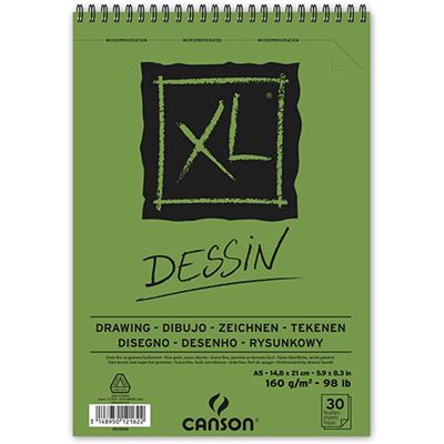 Bloc Dibujo Microperforado a5 canson xl dessin espiral 160 30 verde din hojas ligero color 148x21 160g