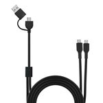 Cable de carga rápida Muvit USB-C+A a doble USB-C 3A/60W 1.2m Negro