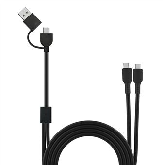 Cable de carga rápida Muvit USB-C+A a doble USB-C 3A/60W 1.2m Negro