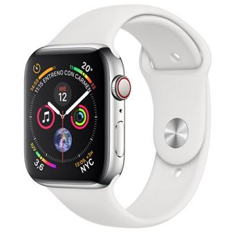 Apple Watch S4 40mm GPS Caja de aluminio en plata y correa deportiva Blanca