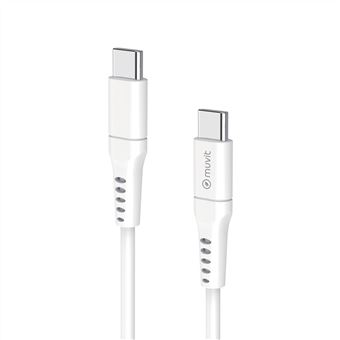 Cable de carga rápida Muvit USB-C a USB-C 3A/60W 0.2m Blanco