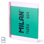 Cuaderno A4 Con Espiral Y Tapa Dura, 80 Hojas Blancas De 95 Gr/m, Colección Milan Nata 624 Since 1918, Verde