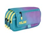 Estuche Portatodo Milan 4 Cremalleras Con Solapa Sunset Turquesa